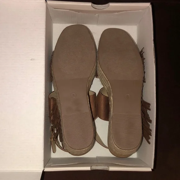 Comfort Cognac (Brown) Fringe Wedges - Picture 9 of 12